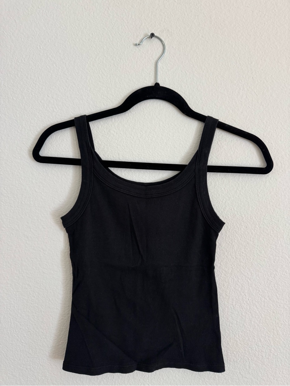 Reformation Black Ribbed Scoop Neck Tank Top